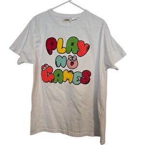 Rare FWRD Denim Play No Games Graphic Print‎ T-Shirt Sz Adult XL